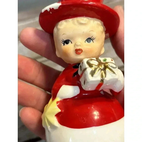 Vintage Christmas Boy Figurine Present Gift Star Japan Polka Dot Top Hat - Picture 6 of 8